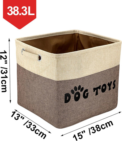 PET ARTIST Large Dog Toy Basket Bin - Rectangular Storage Box Chest Organizer for Dog Toys,Coats,Clothing,Apparel & Accessories & Blanket,Brown,15"x13"x12"