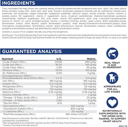 NutriSource Dry Dog Food, Trout and Rice, 26LB