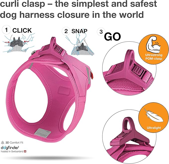 Vest Harness curli Clasp Air-Mesh Fuchsia M