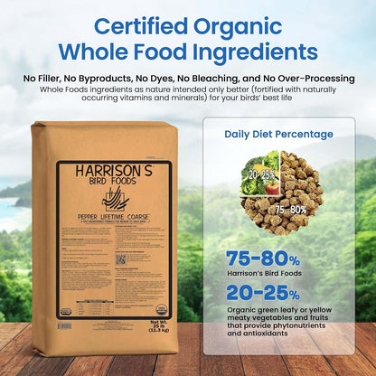 Harrison's Bird Foods Pepper Lifetime Coarse Certified Organic Non-GMO Formula Bird Food 25lb