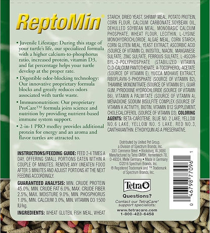 Tetra TetraFauna PRO ReptoMin Pro Sticks Juvenile Turtle Formula Daily Diet for Aquatic Turtles, 12 oz