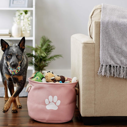 Bone Dry Pet Storage Collection Collapsible Bin, Rose, Medium Round