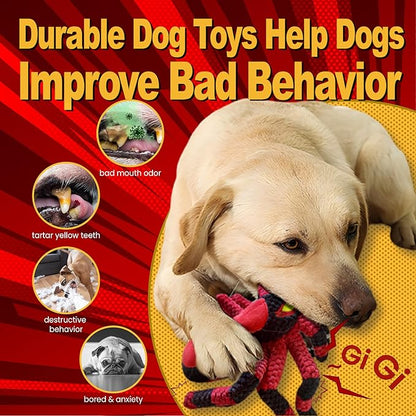 LEGEND SANDY Dog Toys for Aggressive Chewers, Large Dog Toys to Keep Them Busy, Interactive Pet Toys, Squeaky Puppies Toys, Tug of War Puppy Toy, Crinkle Doggeis Toy