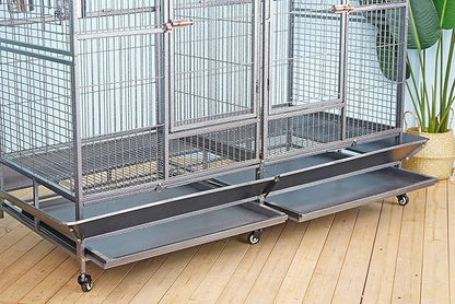 Double Cage with Center Divider for Bird Parrot Aviary W64xD32xH73 New