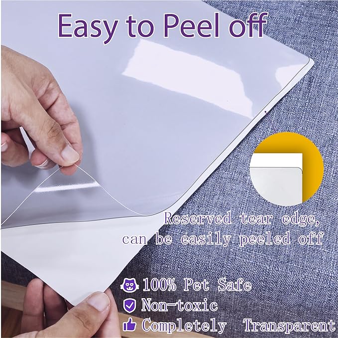 Anti-Cat Scratch Furniture Protector-16-Pack –Single-Sided, Heavy-Duty Self-Adhesive Tape, No-Residue for Couch, Doors & Walls - with 70 Twist Pins (16P+70 Pins)