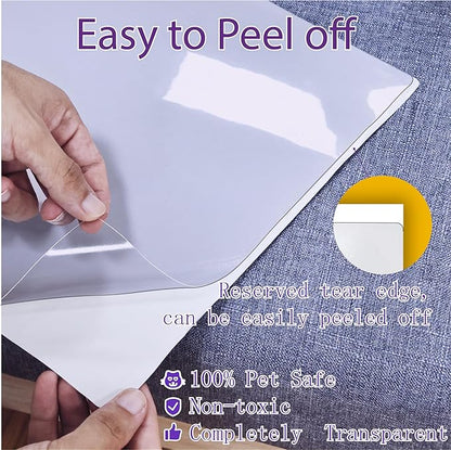 Anti-Cat Scratch Furniture Protector-16-Pack –Single-Sided, Heavy-Duty Self-Adhesive Tape, No-Residue for Couch, Doors & Walls - with 70 Twist Pins (16P+70 Pins)