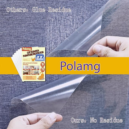 Anti-Cat Scratch Furniture Protector-16-Pack –Single-Sided, Heavy-Duty Self-Adhesive Tape, No-Residue for Couch, Doors & Walls - with 70 Twist Pins (16P+70 Pins)