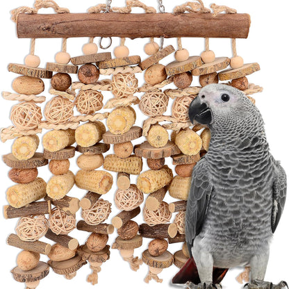 Extra Large Bird Macaw Chew Toys for Pets - Natural Wood - Heavy Duty Foraging and Destructive Play for Large Parrots - Bird Cage Accessories - for Macaw, Cockatoo, African Grey, Amazon Parrots