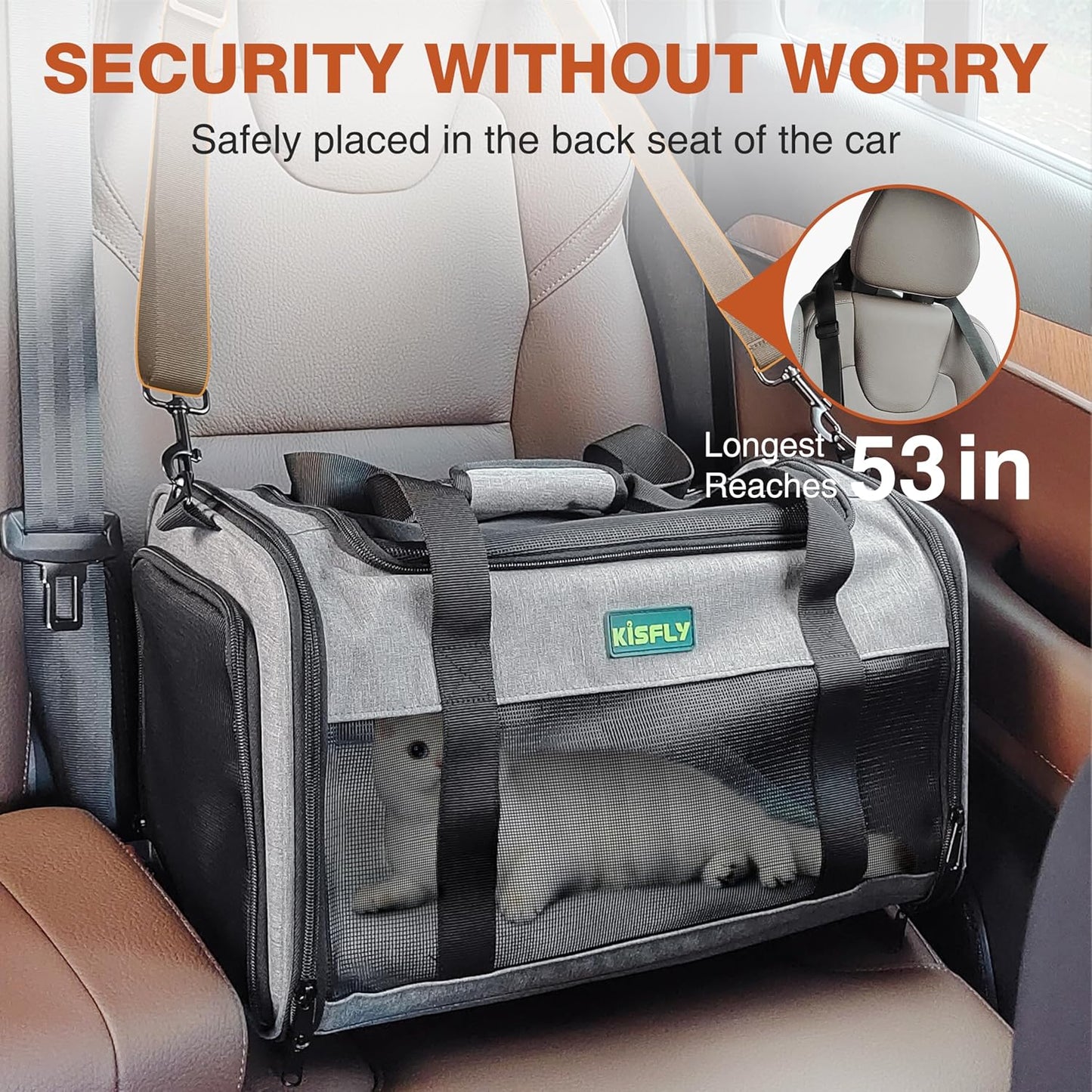 TSA Approved Pet Carrier in Cabin, 17"x11"x9.5" Soft Cat Carriers for Small Cats up to 12 lb, Top-Open Portable Dog Carrier with Litter Box and Anti-Scratch Mesh for Puppy up to 10 lb, Gray