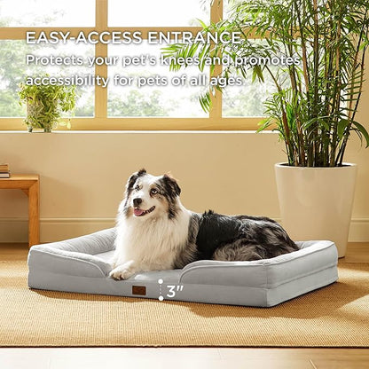 Bedsure XL Orthopedic Dog Bed for Extra Large Dogs - Washable XLarge Dog Cat Bed Waterproof, Comfort Dogs Couch Sofa with Washable Removable Cover, Pet Bed with Nonskid Bottom, Light Grey, 42"