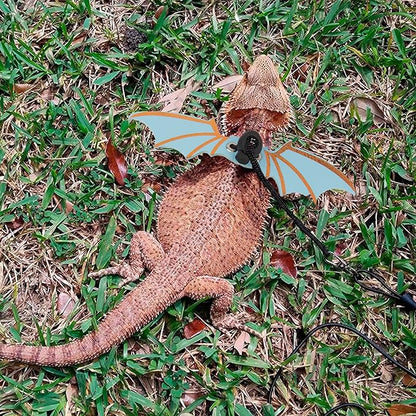 ADOGGYGO Bearded Dragon Harness, Blue, Wing Style, Animal Harness, 3 Size Pack, Soft Leather, Durable Nylon Rope, Removable Leash, Suitable for Baby to Adult Beardies