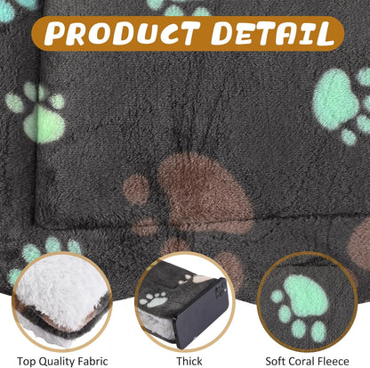 Tuanse 4 Pack Ultra Soft Dog Cat Bed Mat with Cute Prints Reversible Fleece Dog Crate Kennel Pad Cozy Washable Thickened Hamster Guinea Pig Pet Bed Mat for Small Animals(13 x 19 Inches,Black)