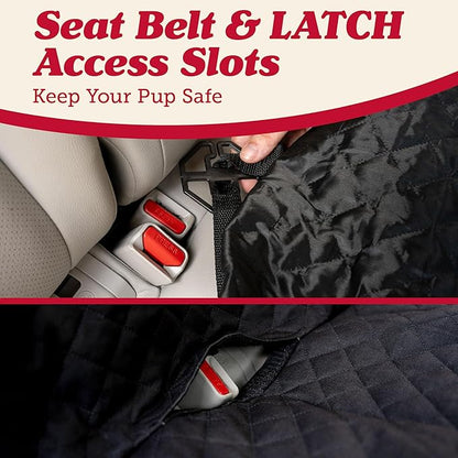 Lusso Gear Dog Car Seat Cover for Back Seat - 100% Waterproof Dog Hammock - Padded Headrest and Mesh Window - Passenger Compatible Rear Car Seat Cover - Fits Trucks, SUVs, Cars