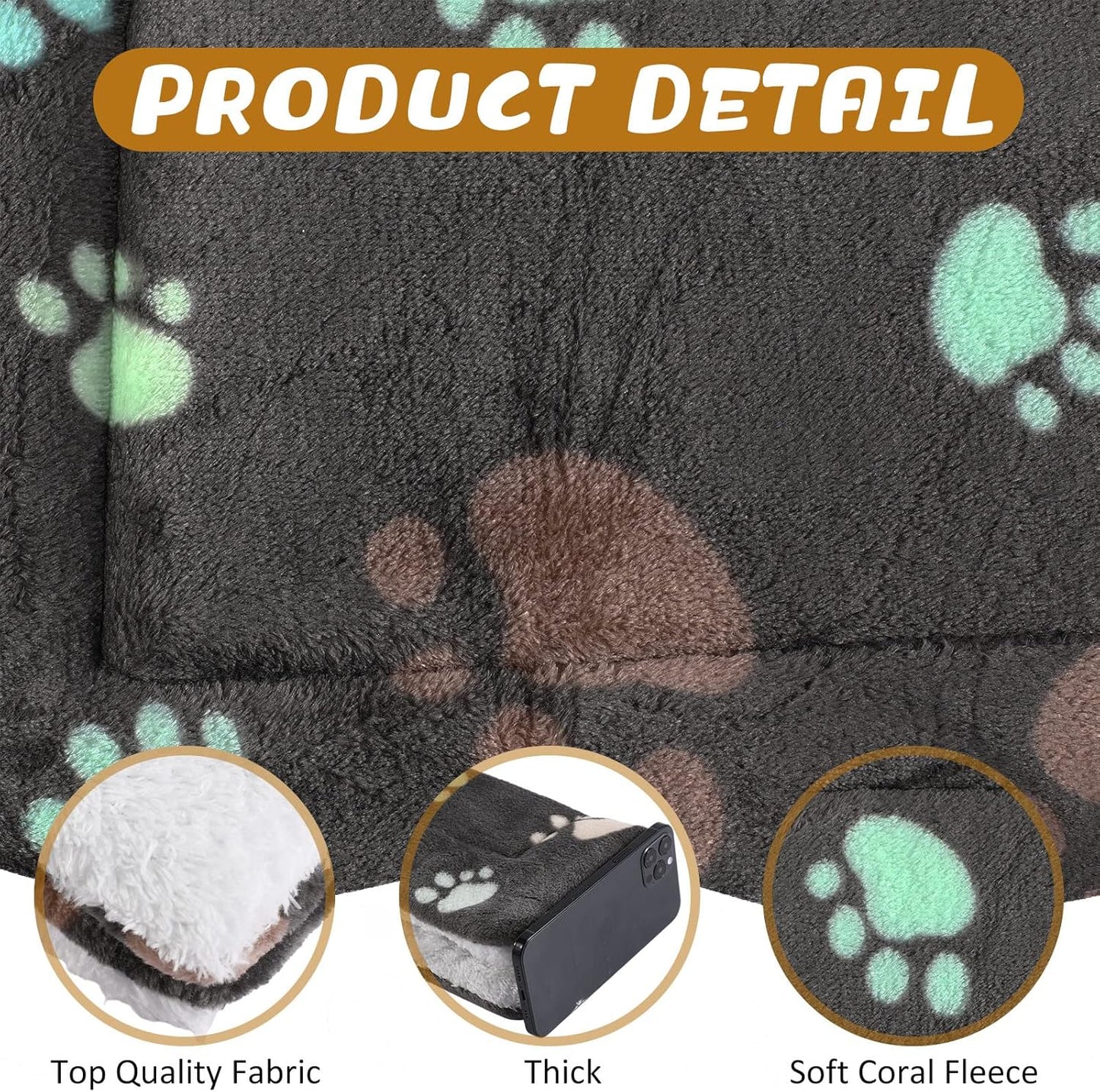 Tuanse 4 Pack Ultra Soft Dog Cat Bed Mat with Cute Prints Reversible Fleece Dog Crate Kennel Pad Cozy Washable Thickened Hamster Guinea Pig Pet Bed Mat for Small Animals(13 x 10 Inches,Black)