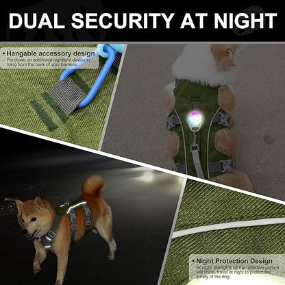 Escape Proof Dog Harness Medium Sized Dog, Reflective No Pull Dog Vest with Handle, Lightweight Full Body Pet Harness Adjustable for Walking,Training(Blue,Chest:17-32")