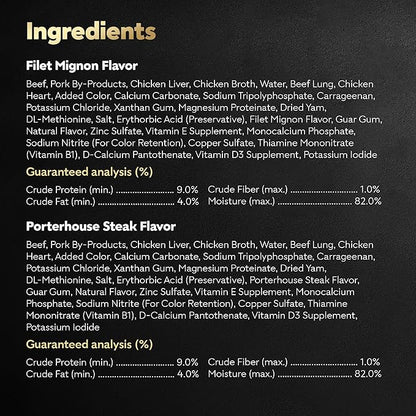 Cesar Wet Dog Food Classic Loaf in Sauce Filet Mignon and Porterhouse Steak Flavors Variety Pack, 3.5 oz. Easy Peel Trays (12 Count, Pack of 2)