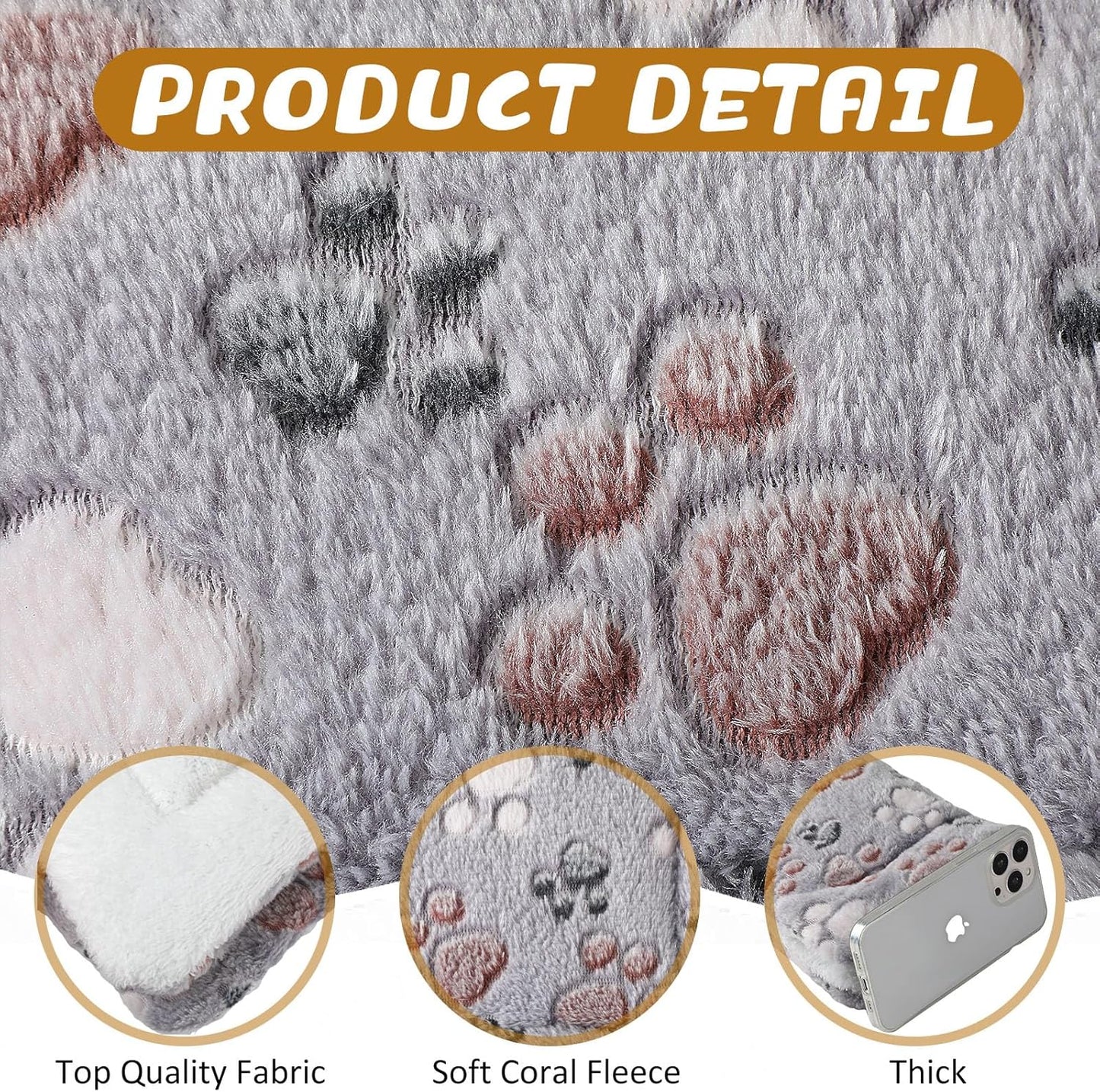 Tuanse 4 Pack Ultra Soft Dog Cat Bed Mat with Cute Prints Reversible Fleece Dog Crate Kennel Pad Cozy Washable Thickened Hamster Guinea Pig Pet Bed Mat for Small Animals(13 x 19 Inches,Light Gray)