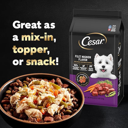 Cesar Simply Crafted Adult Wet Dog Food Meal Topper, Chicken Recipes and Beef Recipe Variety Pack, 1.3 oz. Trays (40 Count, Pack of 1)