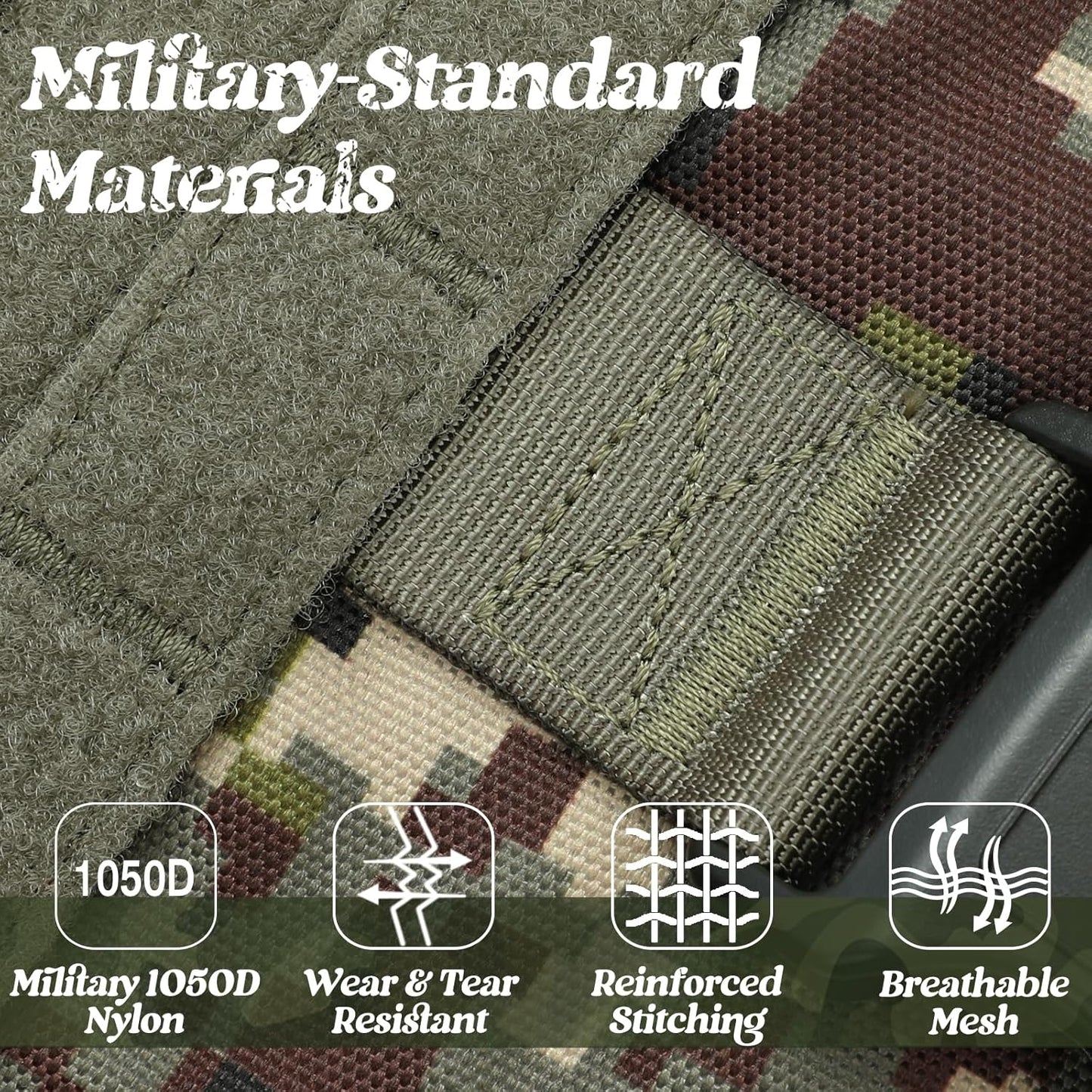 rabbitgoo Tactical Dog Harness for Large, Heavy Duty Pet Harness with Handle, No-Pull Service Vest Large Breed, Adjustable Military Dog Vest for Training Hunting Walking, Green Camo, XL