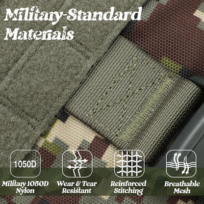 rabbitgoo Tactical Dog Harness for Large, Heavy Duty Pet Harness with Handle, No-Pull Service Vest Large Breed, Adjustable Military Dog Vest for Training Hunting Walking, Green Camo, XL