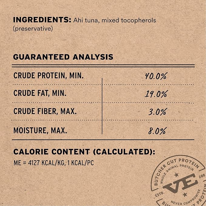 Vital Essentials Ahi Tuna Bites Cat Treats, 1.1 oz | Freeze-Dried Raw | Single Protein | Grain Free, Gluten Free, Filler Free
