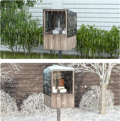 Outdoor Cat Feeding Station, Weatherproof Elevated Feral Cat House and Shelter for Outdoor Feeder Use