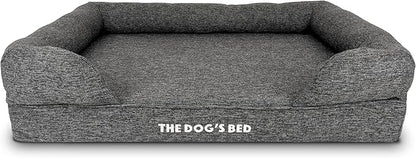 The Dog’s Bed, Large Grey Linen, Memory Foam, Pain Relief: Arthritis, Hip & Elbow Dysplasia, Post Surgery, Lameness, Supportive, Calming, Waterproof Washable Cover