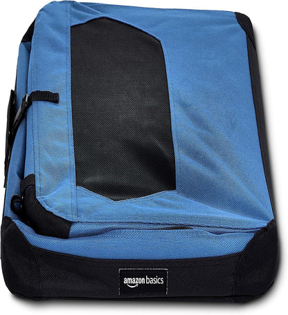 Amazon Basics Folding Portable Soft Pet Dog Crate Carrier Kennel, 26 x 18 x 18 inches, Blue