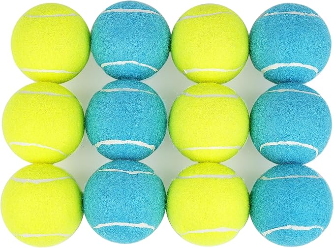 Prime Pets Tennis Balls for Dogs, 2.5 Inch, 12 Pack, Squeaky Dog Toy, Interactive Pet Fetch Ball for Medium and Large Dogs, Squeaky Dog Toys (Random Color Shipping)