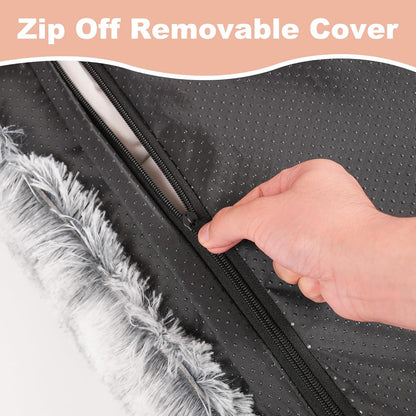 Bedfolks Waterproof Kennel Pad - Plush Dog Bed, XXL Crate Bed 47"x29", Washable Dark Grey Faux Fur Cover