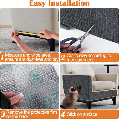 Cat Furniture Protector - 118" x 15.8" Trimmable Self-Adhesive Couch Scratch Protector from Cats, Cat DIY Climbing Couch Protector for Scratch Post Cat Tree Shelves Wall Indoor (Dark Gray)