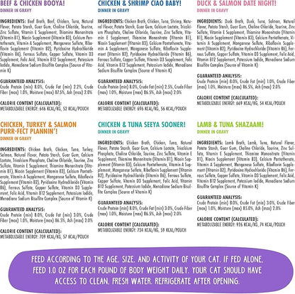 Weruva B.F.F. OMG - Best Feline Friend Oh My Gravy!, Variety Pack, Potluck O' Pouches, Wet Cat Food, 2.8Oz Pouches (Pack of 12)