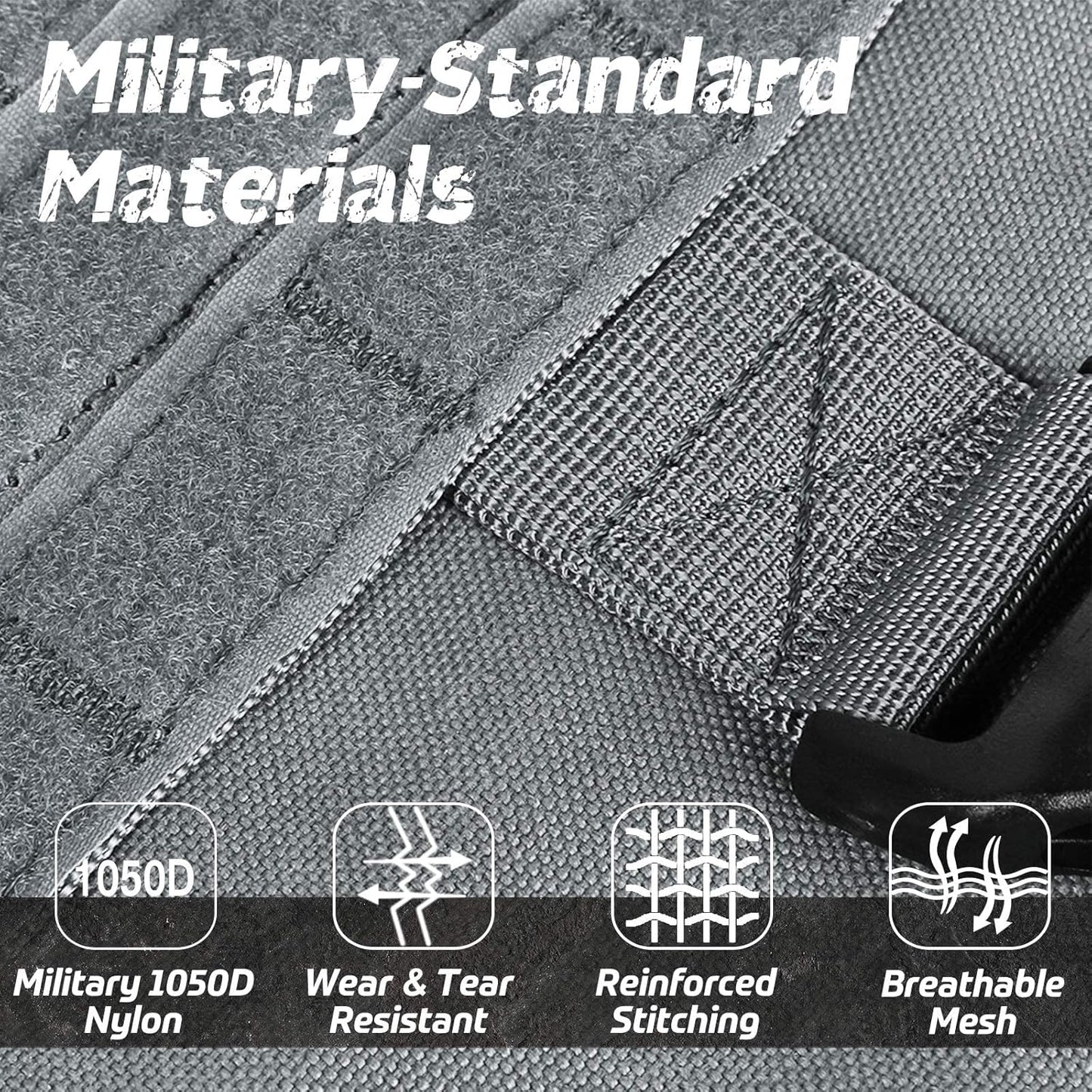 rabbitgoo Tactical Dog Harness for Large, Heavy Duty Pet Harness with Handle, No-Pull Service Vest Large Breed, Adjustable Military Dog Vest for Training Hunting Walking, Grey, L