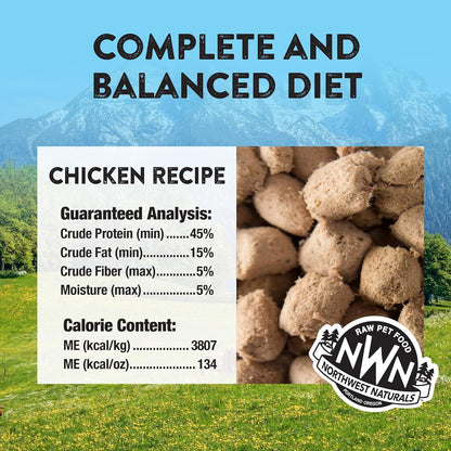 Northwest Naturals Freeze-Dried Chicken Cat & Kitten Food – Bite-Sized Nibbles – Healthy, Limited, Human-Grade Ingredients, All-Natural, High-Protein Raw Diet – Complete & Balanced, Made in USA, 11 oz