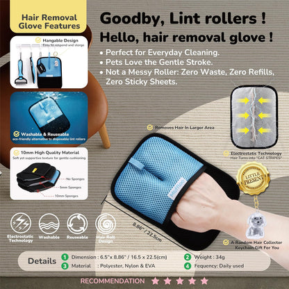 All-in-1 Pet Grooming Kit for Dogs and Cats, Shedding Comb, Dematting Tool, Reusable Electrostatic Hair Removal Glove, Hair Collector Keychain