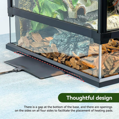 24x18x18'' Glass Reptile Tank Front Opening Terrarium Suitable for Leopard Geckos, Snakes, Tree Frogs, Chameleons,Watertight Base, Ventilated Metal Mesh Top, Pre-Drilled Cable Holes