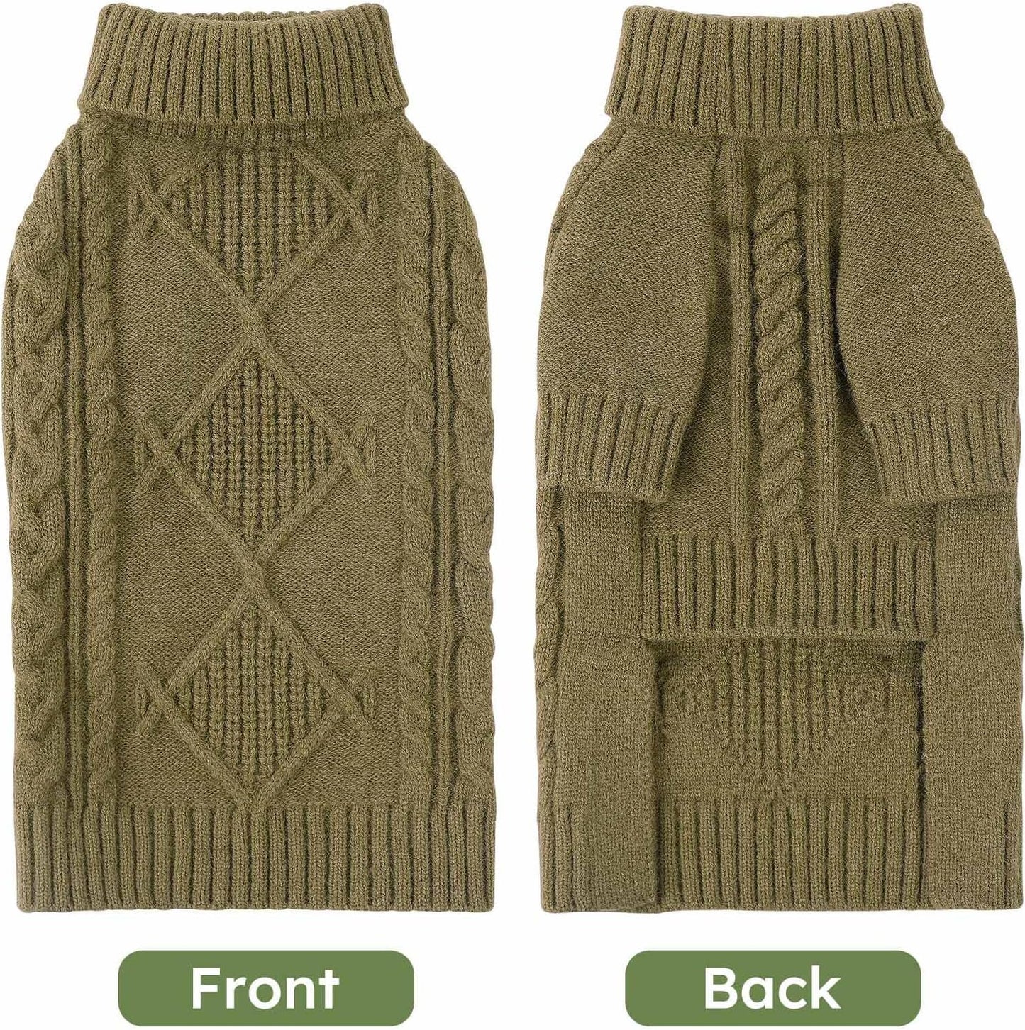 ASENKU Knitted Dog Sweater, Pullover Big Thermal Dog Winter Sweater, Turtleneck Doggy Sweaters for Large Medium Dogs Boy Girl, Warm Pet Sweaters Outfit Border Collie,Pit Bull,Golden Retriever,M