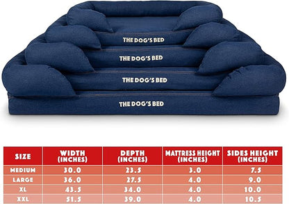 The Dog’s Bed, XXL Blue Denim, Memory Foam, Pain Relief: Arthritis, Hip & Elbow Dysplasia, Post Surgery, Lameness, Supportive, Calming, Waterproof Washable Cover