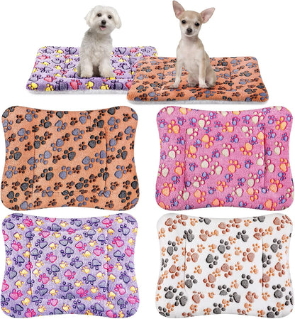 Tuanse 4 Pack Ultra Soft Dog Cat Bed Mat with Cute Prints Reversible Fleece Dog Crate Kennel Pad Cozy Washable Thickened Hamster Guinea Pig Pet Bed Mat for Small Animals(23 x 18 Inches,Vivid Color)