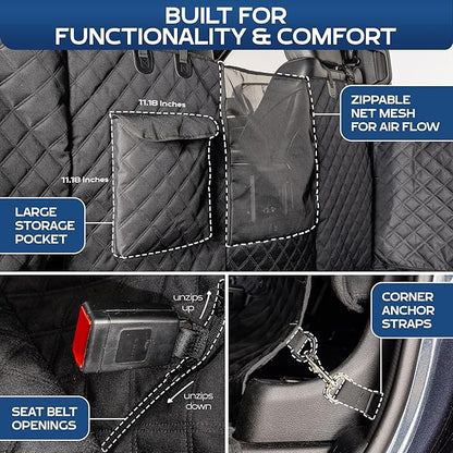 Ruff Liners XL Floor Cover with Door Protection, Black – As Seen on Shark Tank – Fits Full‑Size Crew Cab Trucks with Fold‑Up Seats, Waterproof & Machine Washable – Sturdy XL Dog Hammock for Truck