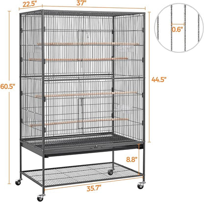 Yaheetech 60.5inch Extra Large Bird Cage Metal Parrot Cage Flight Cage for Cockatiels African Grey Quaker Green Cheek Sun Conure Medium Birds Parrots