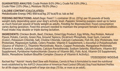 Rachael Ray Nutrish Wet Dog Food Hearty Beef Stew, 8 oz. Tub, 8 Count