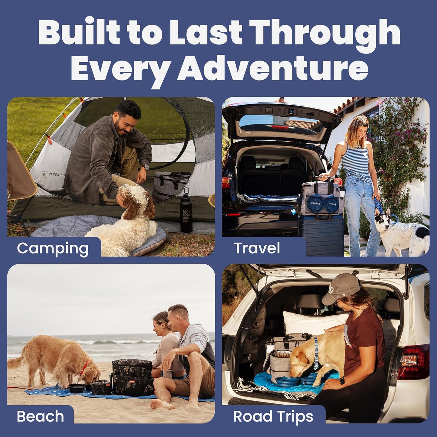 The Original Doggy Bag™- Dog Travel Bag for Supplies - Ultimate Gift for Dog Moms & Dads, Doggy Lovers & Pet Owners for Christmas- Includes 2 BPA-Free Travel Bowls and 2 Food Containers: Grey