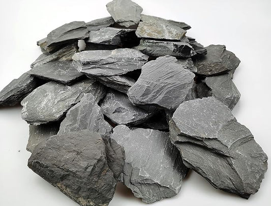 Voulosimi Natural Slate Rocks PH Neutral Stone Perfect Rocks for Aquariums, Landscaping Model,Tank Decoration,Amphibian Enclosures (7.5 LB, 3-5 inch)