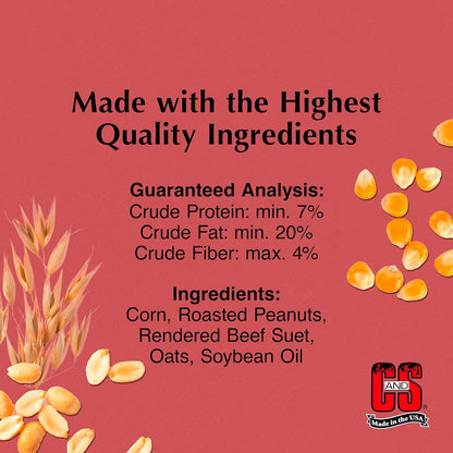 C&S Peanut Suet Nuggets, Outdoor Wild Bird Food for Nuthatches, Woodpeckers and Chickadees, 27 Ounces