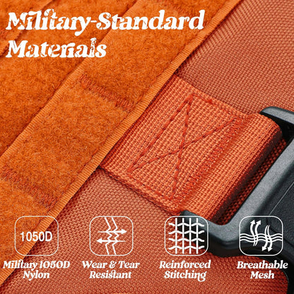 rabbitgoo Tactical Dog Harness for Large, Heavy Duty Pet Harness with Handle, No-Pull Service Vest Large Breed, Adjustable Military Dog Vest for Training Hunting Walking, Orange, L