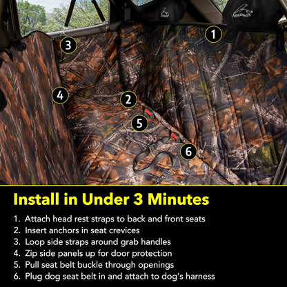 Meadowlark Premium Hammock Dog Car Seat Cover Back Seat, Pet Cover Car Seat Protector, Non-Slip, Dog Stuff, Anti Shock, Water Repellant, Pet Car Seat Cover for Dogs w/Seat Belt & 2 Headrest Covers