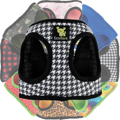 EcoBark Step in Dog Harness - Teacup Dog Harnesses for XXS, XS, and Small Dogs - Soft Mini Body Halter - Puppy to Senior Dogs - Dog Harness Vest Under 5 pounds lbs (XXS, Houndstooth)