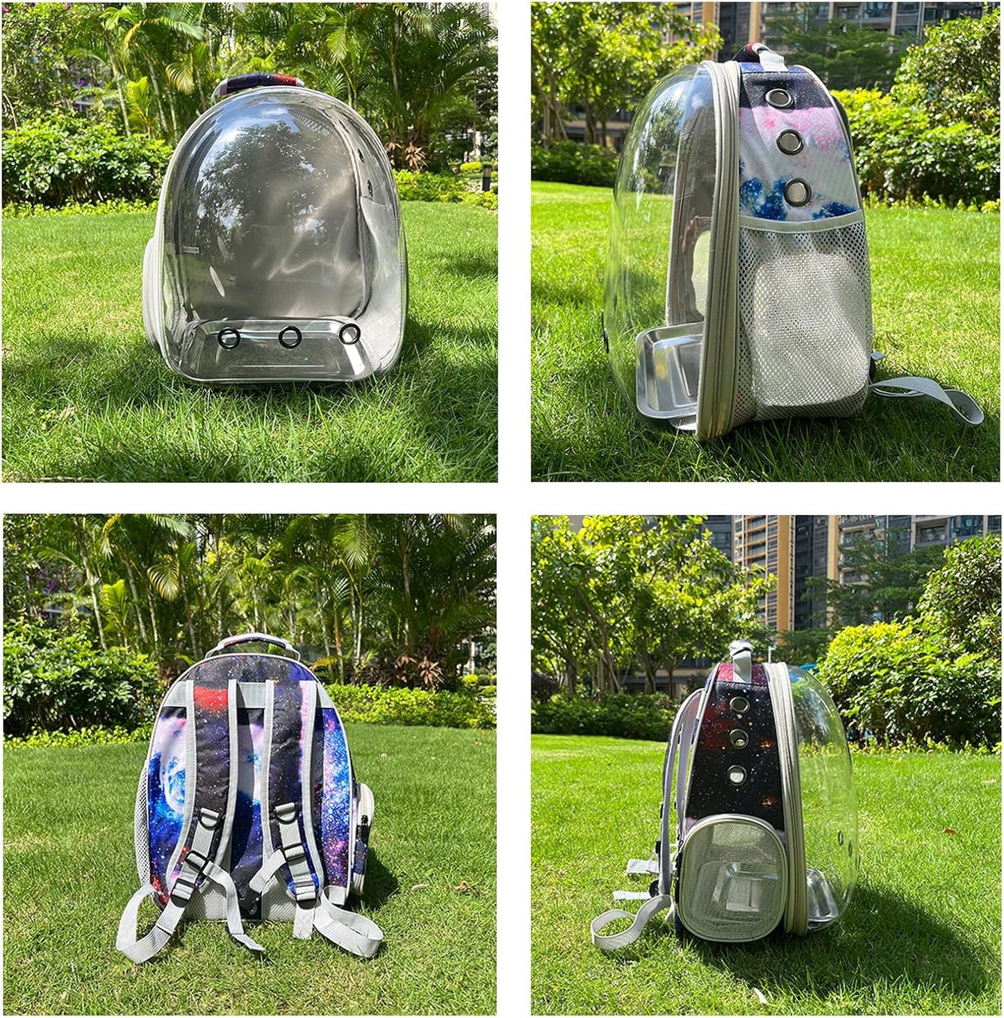 Galaxy Blue Bird Carrier Backpack with Perch - Bubble Backpack for Birds Conures, Budgies and Small ParrotsIdeal Ideal for Vet and Outdoor Adventures(Galaxy Blue, Large)