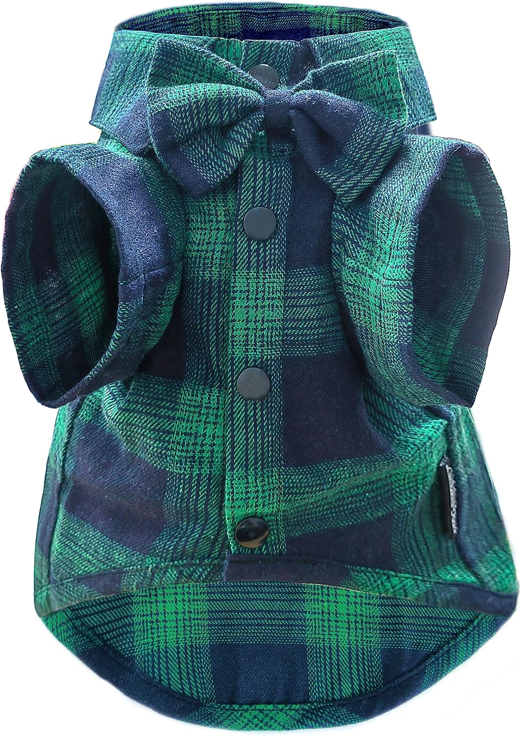 Plaid Dog Shirt,Gentle Soft Casual Pet Shirt Clothes, Dog Cotton Shirt with Bow Tie for Wedding,Christmas Costumes (X-Small, Green&Blue)